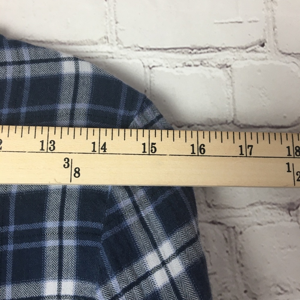 Banana Republic Blue Plaid Flannel Ruffle Shirt - Picture 11 of 16